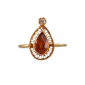 14k Gold Citrine Diamond Ring