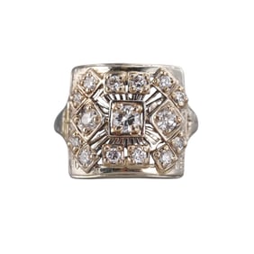 Art Deco Filigree 14k Gold Diamond Ring