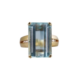 15ct Aquamarine Diamond 18k Gold Ring