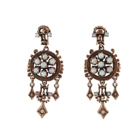 Vintage 14k Gold Opal Drop Earrings