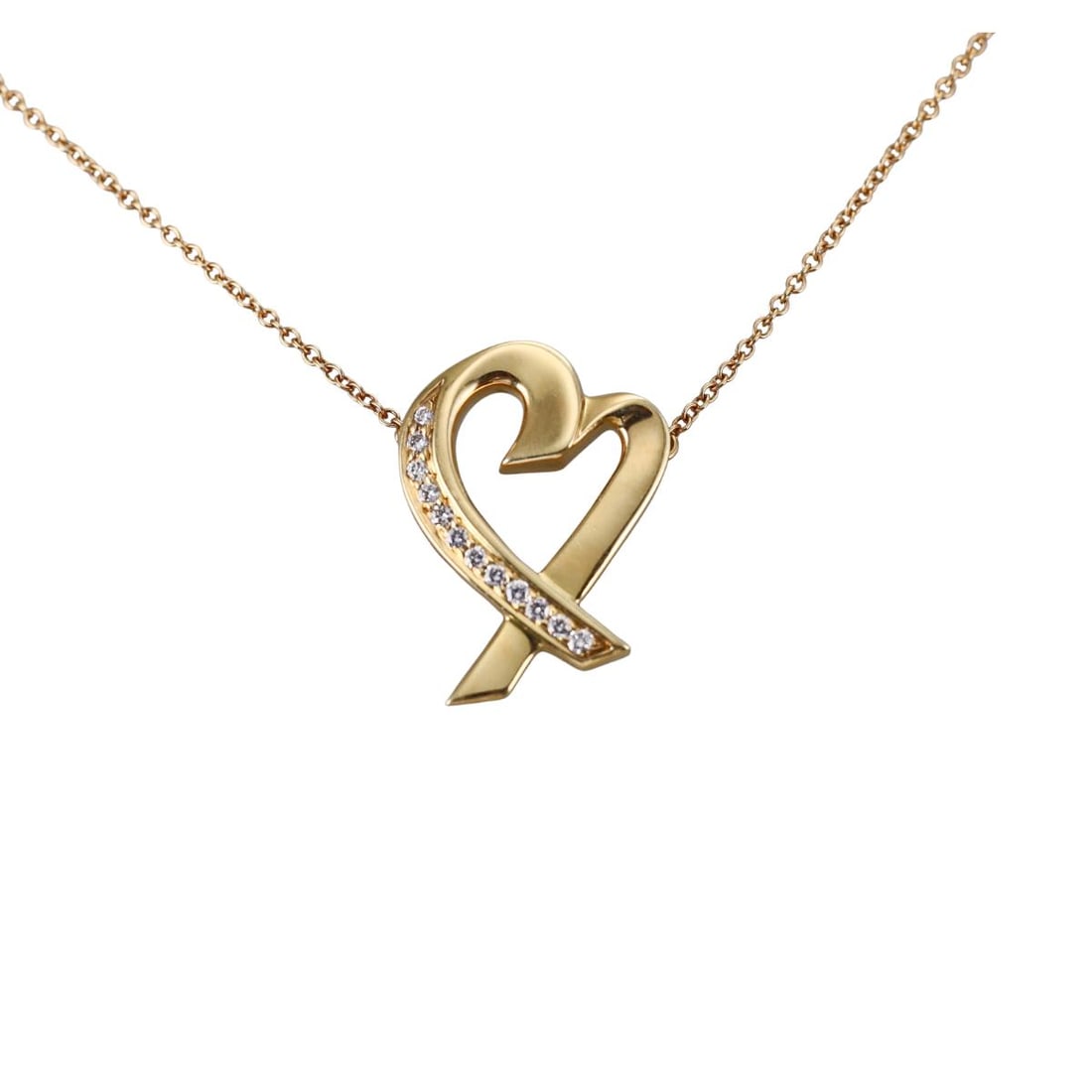 Tiffany & Co Paloma Picasso 18k Gold Diamond Loving Heart Necklace (1 of 4)