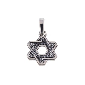 David Yurman Silver Black Diamond Star of David Pendant