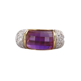 18k Gold Diamond Amethyst Ring