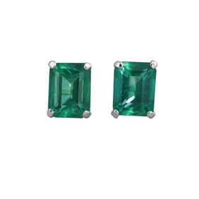 Platinum Emerald Stud Earrings