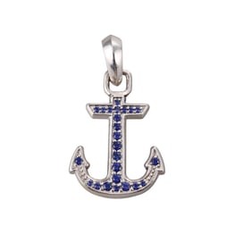 David Yurman Silver Sapphire Anchor Pendant