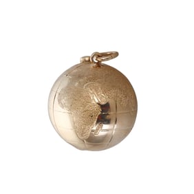 14k Gold Vintage Locket Globe Pendant Charm