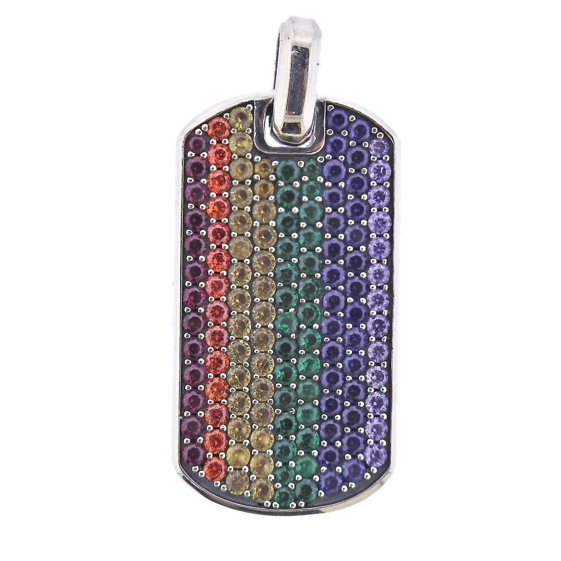 David Yurman Streamline Rainbow Sapphire Silver Tag Pendant (1 of 3)