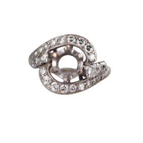 Mid Century Platinum Diamond Ring Setting