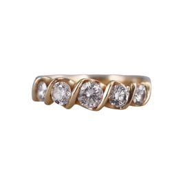 14k Gold Diamond Five Stone Ring