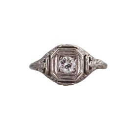 Art Deco 14k Gold Diamond Engagement Ring