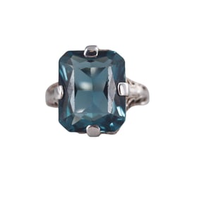 Art Deco 14k Gold Blue Stone Ring