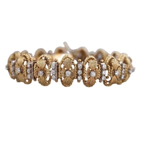 1960s Continental 18k Gold Diamond Bracelet