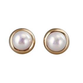 Tiffany & Co Vintage 14k Gold Mabe Pearl Earrings