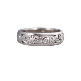 Art Deco Platinum Diamond Wedding Band Ring