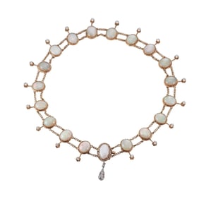 14k Gold Opal Diamond Necklace
