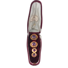 Antique 18k Gold Amethyst Ducal House of Bavaria Dress Button Set