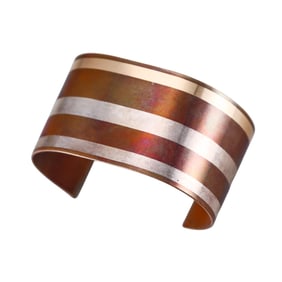 Tiffany & Co 1970s Mixed Metal Inlay Cuff Bracelet