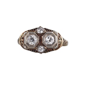 Art Deco Filigree 14k Gold Diamond Ring