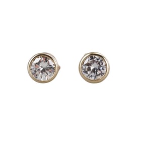 1.14ctw Diamond Yellow Gold Stud Earrings