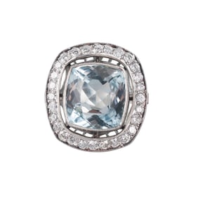 6.81ct Aquamarine Diamond Platinum Ring