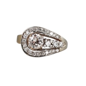 Mid Century 14k Gold Diamond Ring