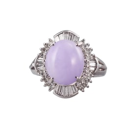 Platinum 4.92ct Lavender Jade Diamond Ring