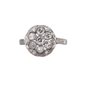 Mid Century Platinum Cluster Diamond Ring