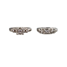 Art Deco 14k Gold Diamond Engagement Ring Lot of 2