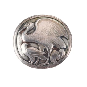 Georg Jensen Sterling Silver Crane Raven Brooch Pin No. 167