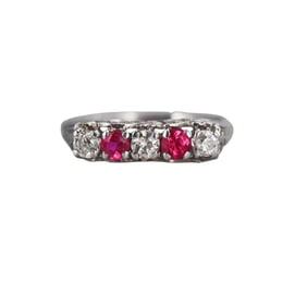 Art Deco 18k Gold Diamond Ruby Ring