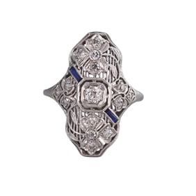 Art Deco Filigree 18k Gold Diamond Ring