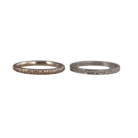 Art Deco Blossom 18k Gold Wedding Band Ring Lot of 2