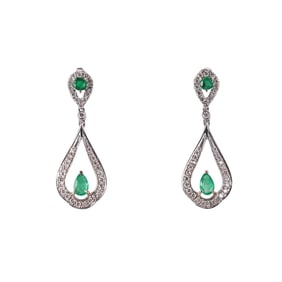 Kallati Gold Emerald Diamond Drop Earrings