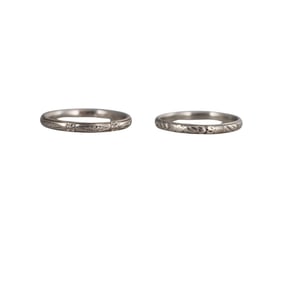 Art Deco Blossom 18k Gold Wedding Band Ring Lot of 2