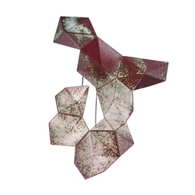 Bong Sang Cho Copper Enamel Large Geometric Abstract Pin Brooch