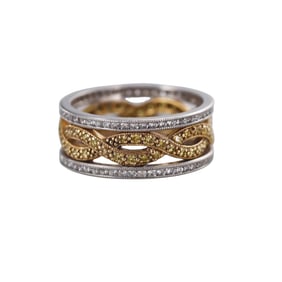 Platinum 18k Gold Yellow Diamond Eternity Band Ring
