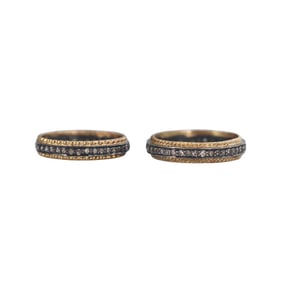 14k Gold Silver Diamond Eternity Wedding Band Ring Set
