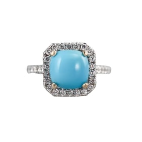 18k Gold Turquoise Diamond Ring