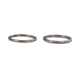 Art Deco Platinum 18k Gold Wedding Band Ring Lot of 2