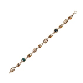 Antique 14k Gold Brown Diamond Gemstone Enamel Bracelet