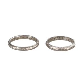 Art Deco Blossom 18k Gold Engagement Ring Band Lot of 2