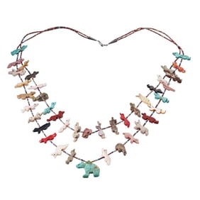 Multi Gemstone Silver Animal Motif Fish Dog Turtle Necklace