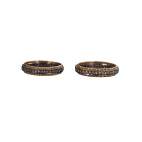 14k Gold Silver Diamond Eternity Wedding Band Ring Set