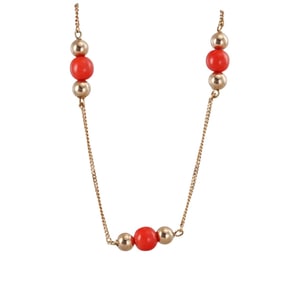 18k Gold Coral Station Necklace
