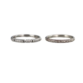 Art Deco 18k Gold Blossom Wedding Band Ring Lot of 2