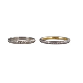 Peacock Belais Art Deco Platinum 18k Gold Wedding Band Ring Lot of 2