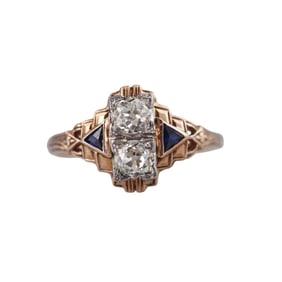 Art Deco 14k Gold Old Mine Cut Diamond Ring