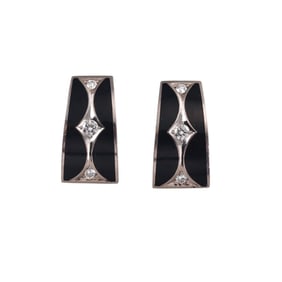 Stephen Webster 18k Gold Diamond Enamel Half Hoop Earrings