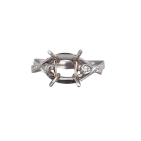 Fred Leighton Platinum Diamond Engagement Ring Setting Mounting