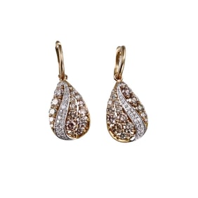 14k Gold 4.06ctw Fancy Yellow Diamond Drop Earrings
